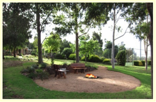 Firepit set in beautiful gardens with rural outlook
